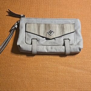 Vera Wang Gray Leather Clutch with Strap